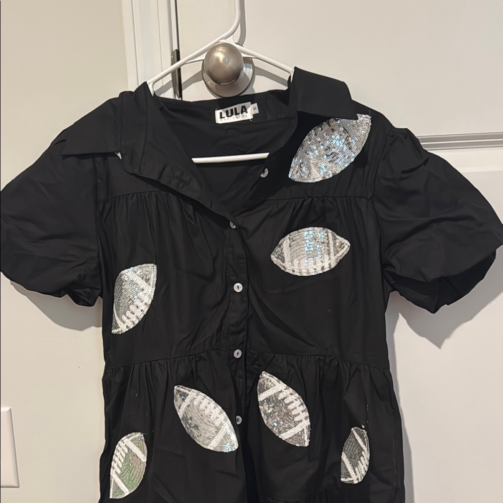 Black Midi Dress with Silver Accents